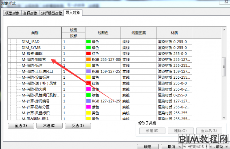 在Revit中如何删除子类别