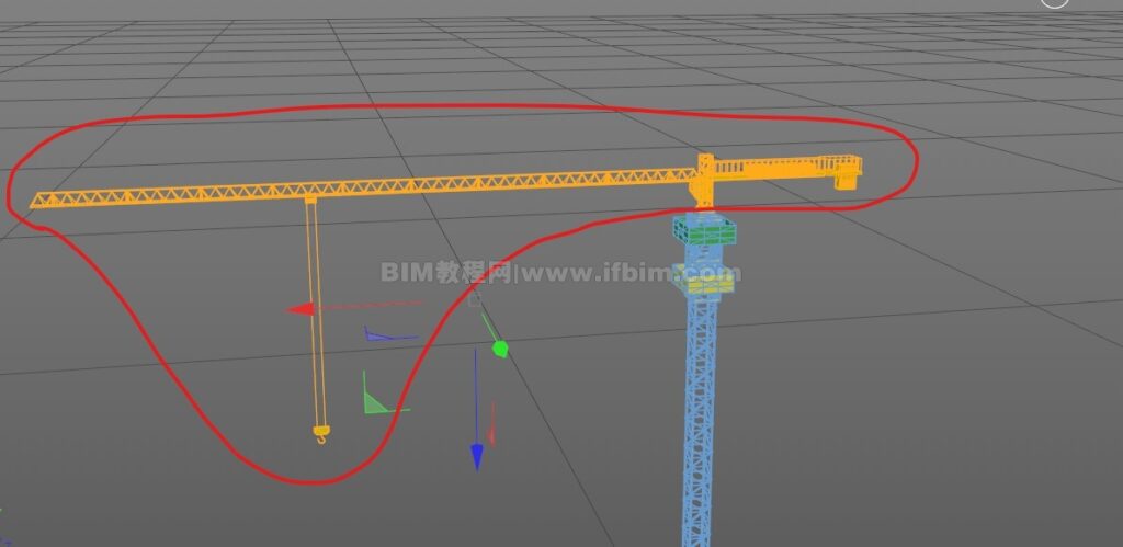 Revit模型通过C4D制作施工工艺动画-塔吊旋转动画