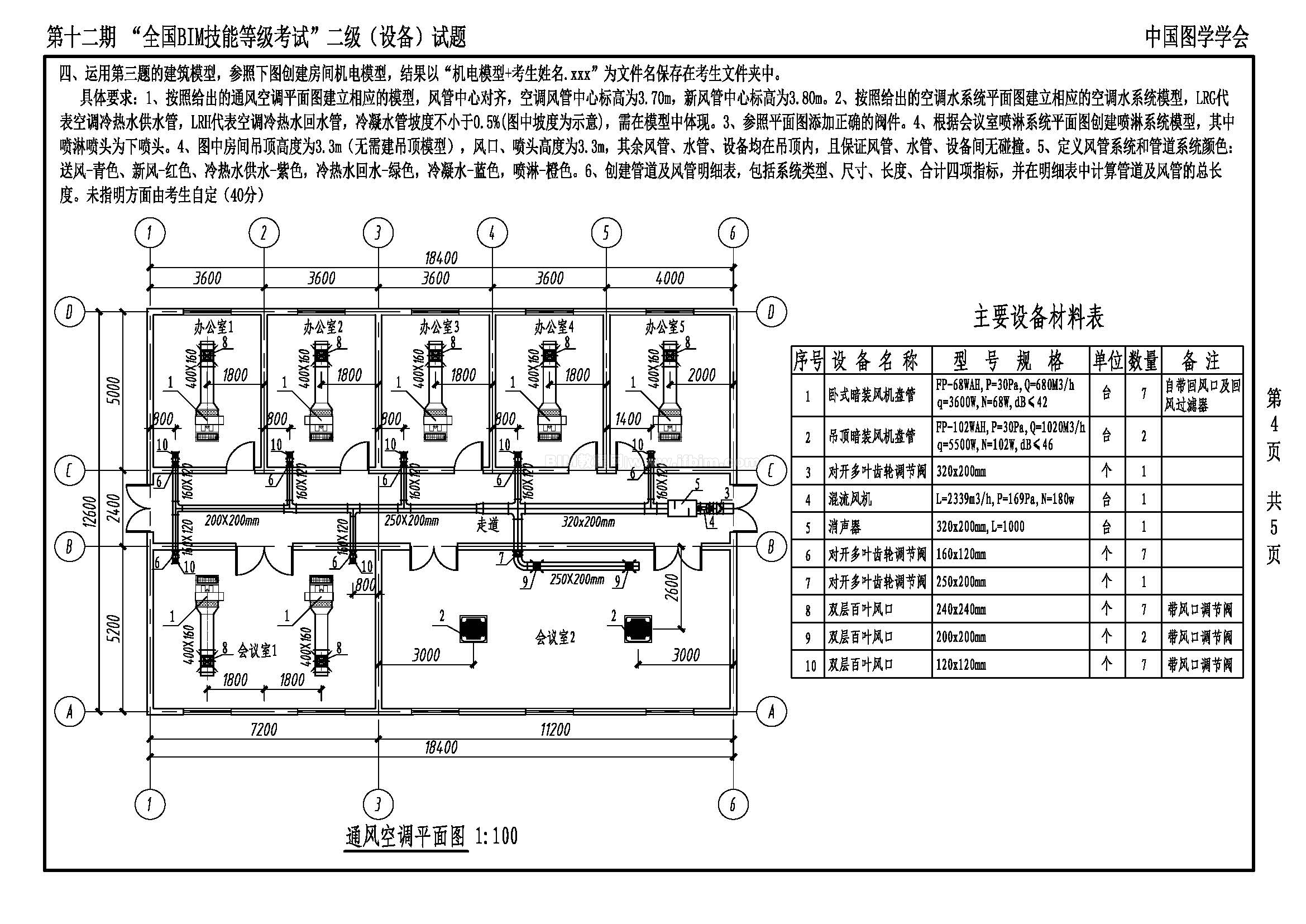 第十二期全国BIM技能等级考试二级（设备）试题