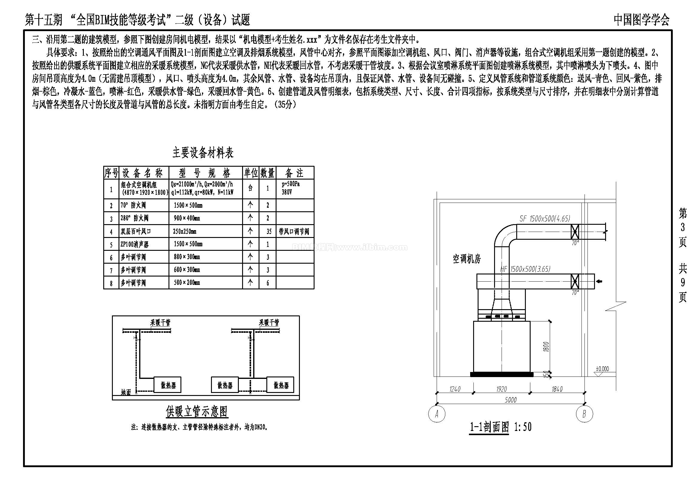 第十五期全国BIM技能等级考试二级（设备）试题